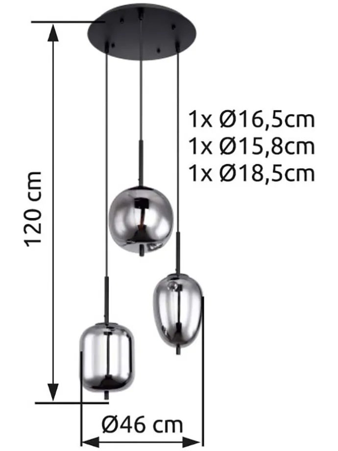 Hängeleuchte "Backy" in Grau - Ø 46 cm