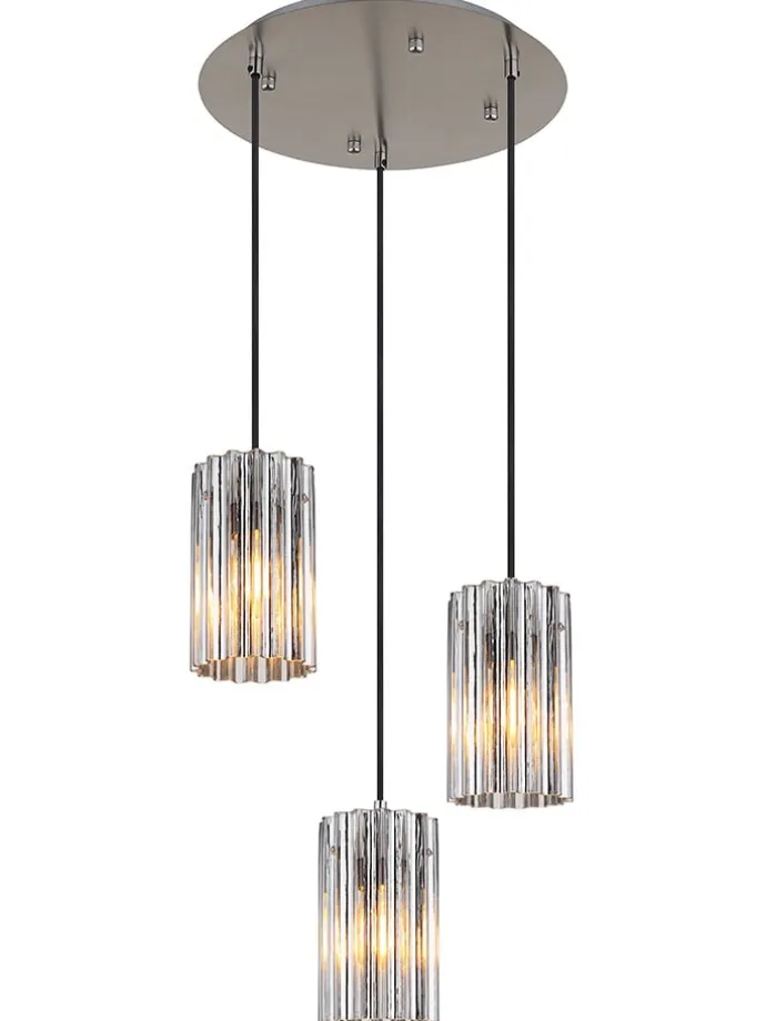 Hängeleuchte ''Cayden'' in Silber - (H)120 x Ø 38,5 cm