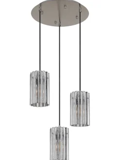 Hängeleuchte ''Cayden'' in Silber - (H)120 x Ø 38,5 cm