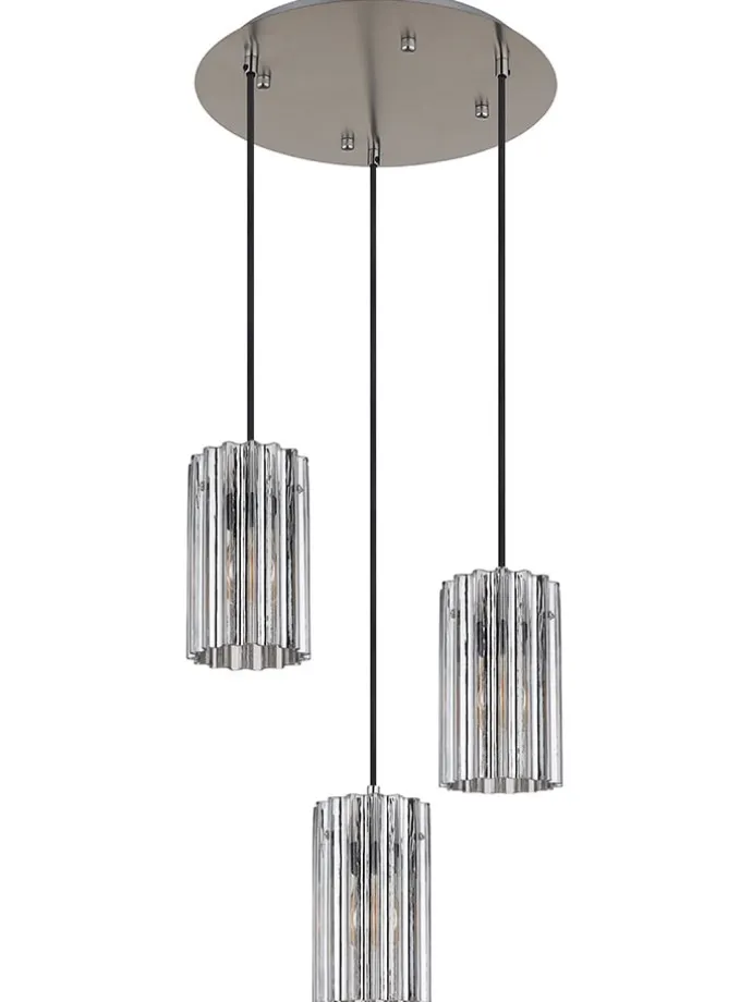 Hängeleuchte ''Cayden'' in Silber - (H)120 x Ø 38,5 cm