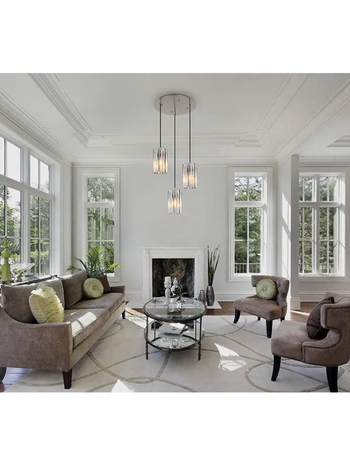 Hängeleuchte ''Cayden'' in Silber - (H)120 x Ø 38,5 cm