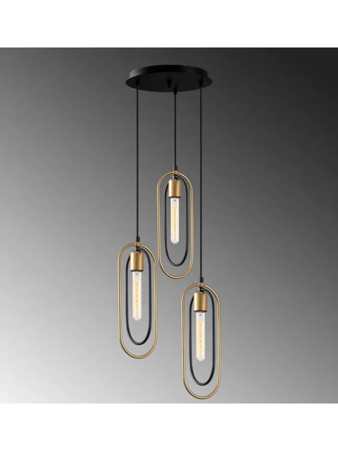 Hängeleuchte "Cerco" in Schwarz/ Gold - Ø 38 cm