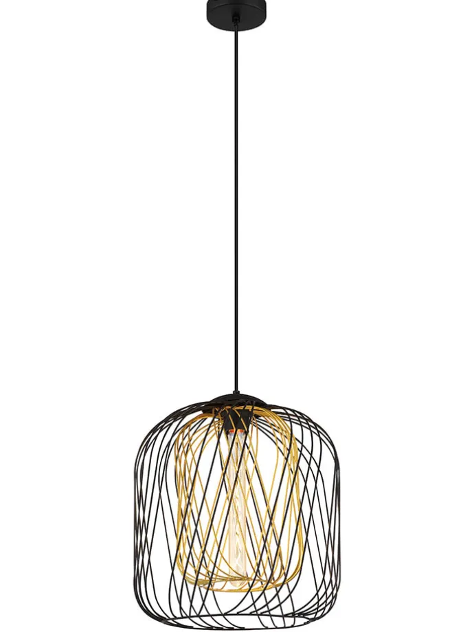 Hängeleuchte "Dichti" in Schwarz/ Gold - (H)150 x Ø 35 cm