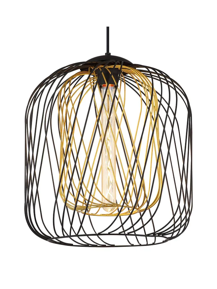 Hängeleuchte "Dichti" in Schwarz/ Gold - (H)150 x Ø 35 cm