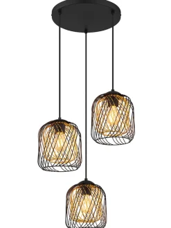 Hängeleuchte "Dichti" in Schwarz/ Gold - (H)150 x Ø 39,4 cm