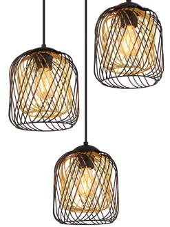 Hängeleuchte "Dichti" in Schwarz/ Gold - (H)150 x Ø 39,4 cm