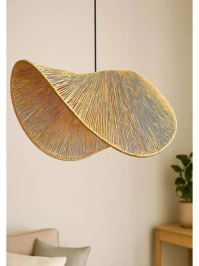 Hängeleuchte in Beige - (H)53 x Ø 50 cm