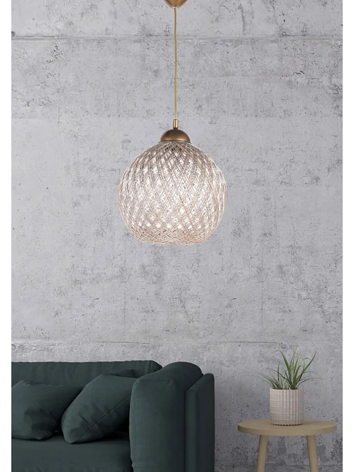 Hängeleuchte in Beige - (H)54 x Ø 22 cm