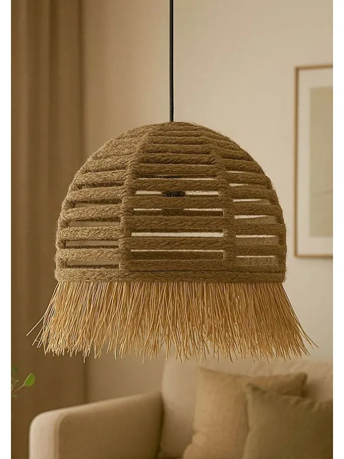 Hängeleuchte in Beige - (H)70 x Ø 30 cm