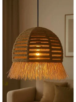 Hängeleuchte in Beige - (H)70 x Ø 30 cm