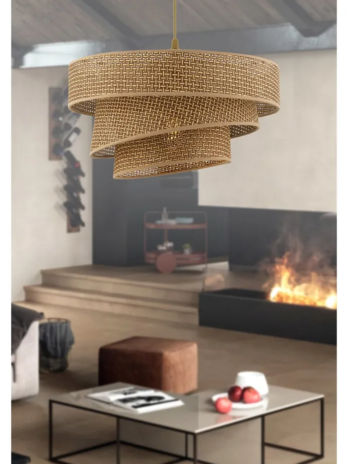 Hängeleuchte in Beige/ Gold - Ø 40 cm