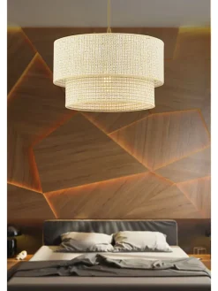 Hängeleuchte in Creme/ Gold - Ø 30 cm