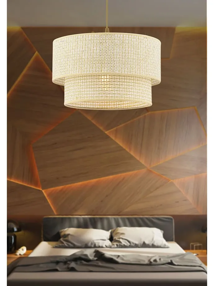 Hängeleuchte in Creme/ Gold - Ø 30 cm