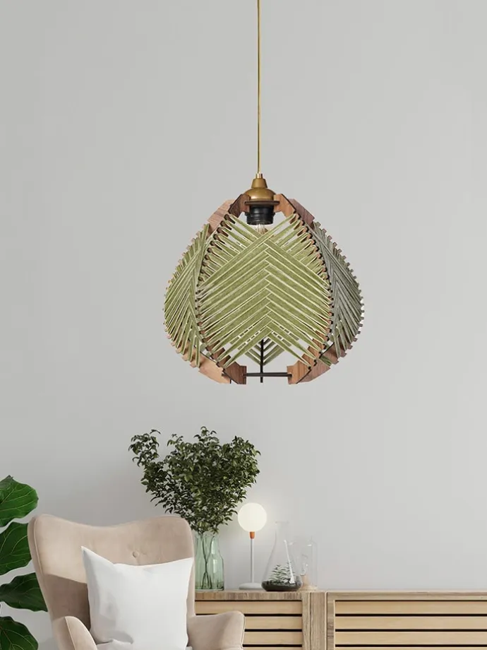 Hängeleuchte in Grün - (B)25 x (H)70 cm