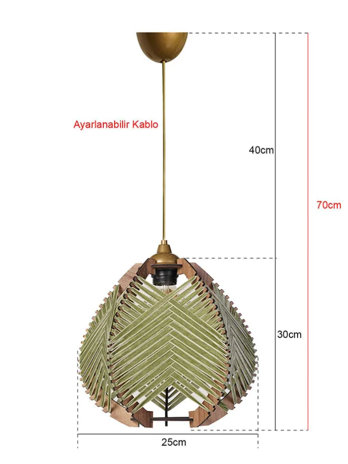 Hängeleuchte in Grün - (B)25 x (H)70 cm
