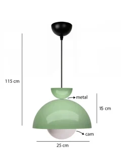 Hängeleuchte in Grün - (H)15 x Ø 25 cm