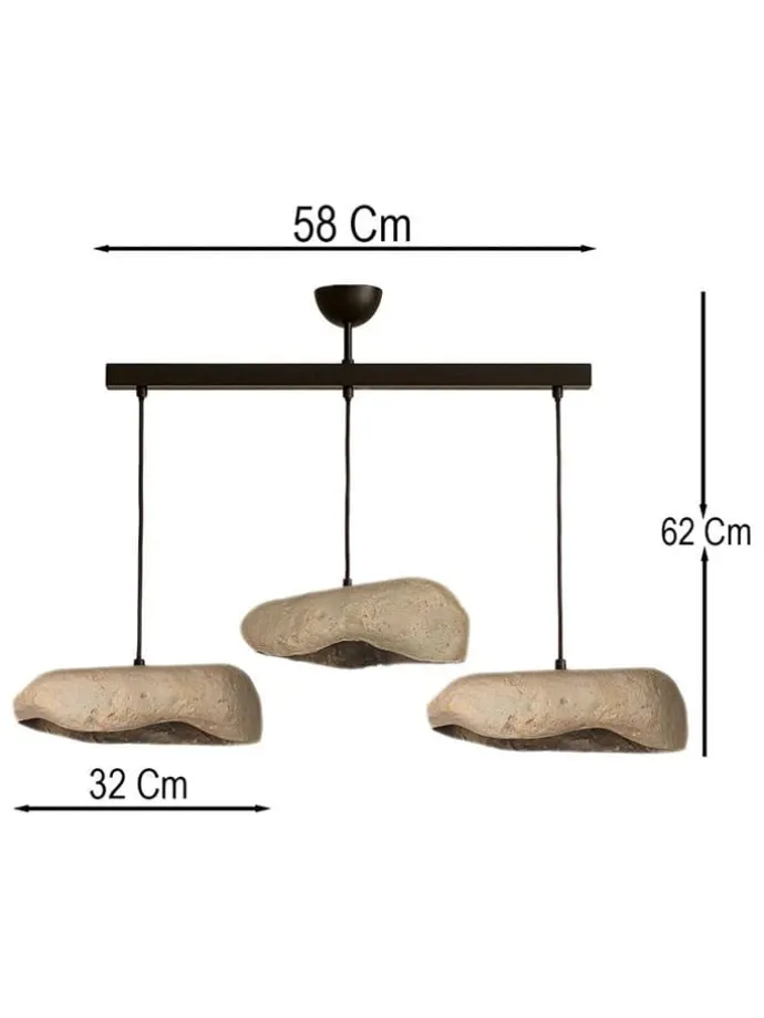Hängeleuchte in Hellgrau/ Schwarz - (B)58 x (H)62 cm