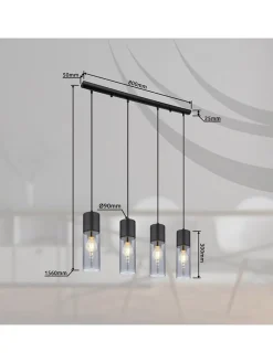 Hängeleuchte in Schwarz - (L)80 x (B)9 x (H)156 cm