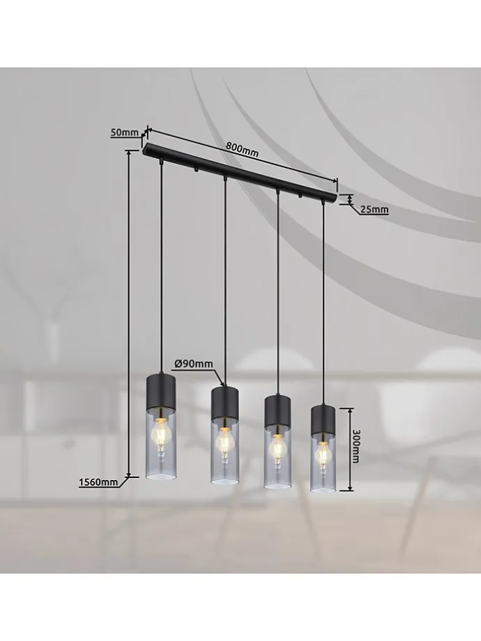 Hängeleuchte in Schwarz - (L)80 x (B)9 x (H)156 cm