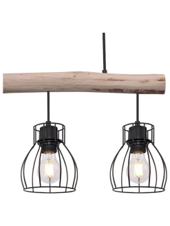 Hängeleuchte in Schwarz/ Hellbraun - (L)60 x (B)13,5 x (H)140 cm