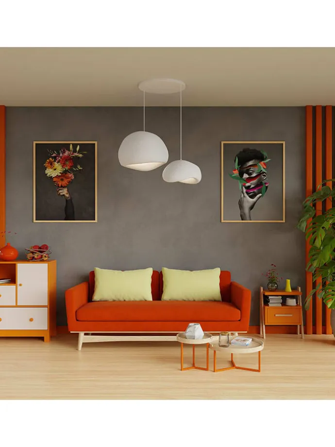 Hängeleuchte in Weiß - (B)75 x (H)120 cm