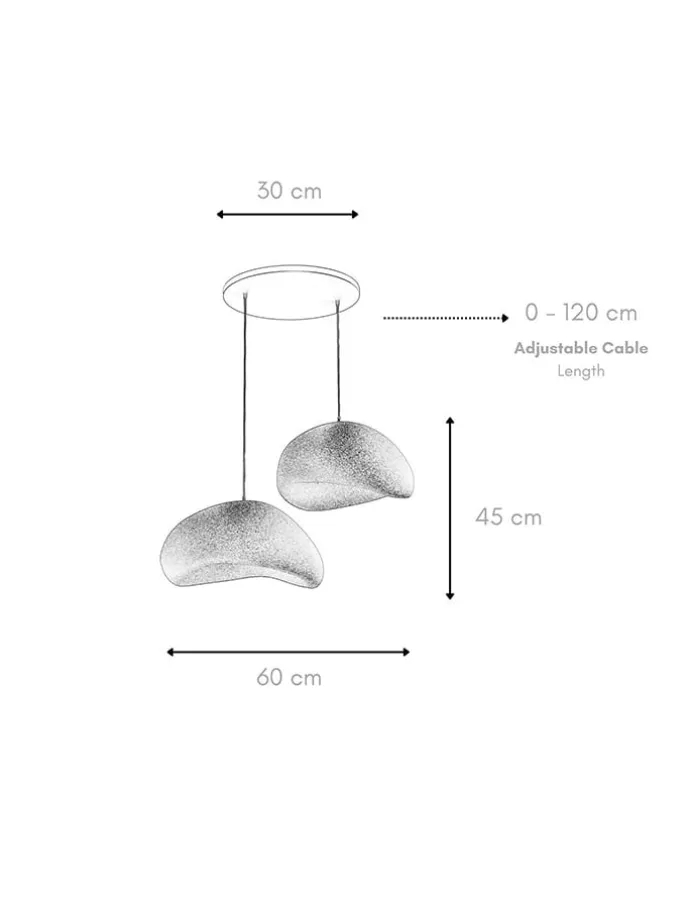 Hängeleuchte in Weiß - (B)60 x (H)120 cm