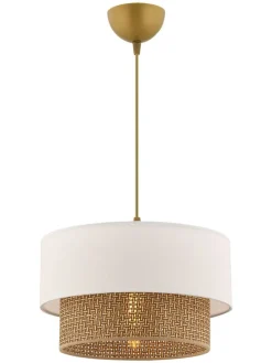 Hängeleuchte in Weiß/ Beige - (H)65 x Ø 30 cm