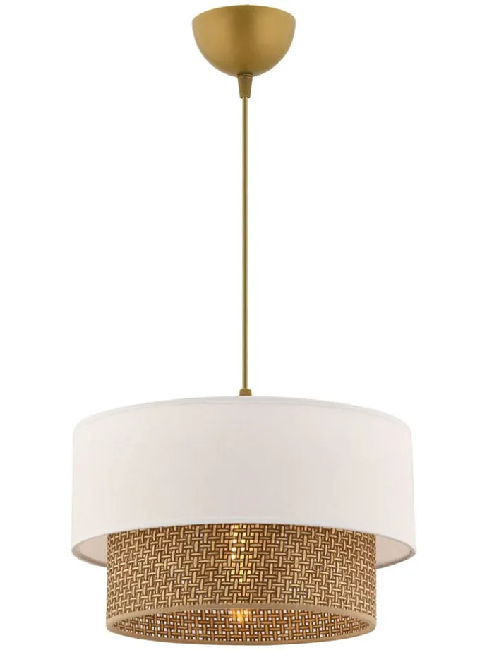 Hängeleuchte in Weiß/ Beige - (H)65 x Ø 30 cm