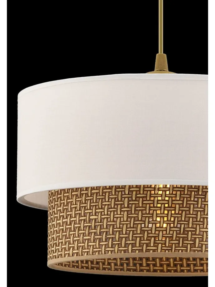 Hängeleuchte in Weiß/ Beige - (H)65 x Ø 30 cm