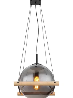 Hängeleuchte "Leona" in Schwarz/ Hellbraun - (L)33,5 x (B)35 x (H)120 cm