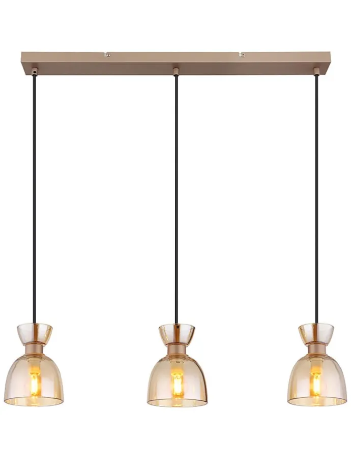 Hängeleuchte "Massey" in Hellbraun - (H)65 x (H)120 x (T)13 cm
