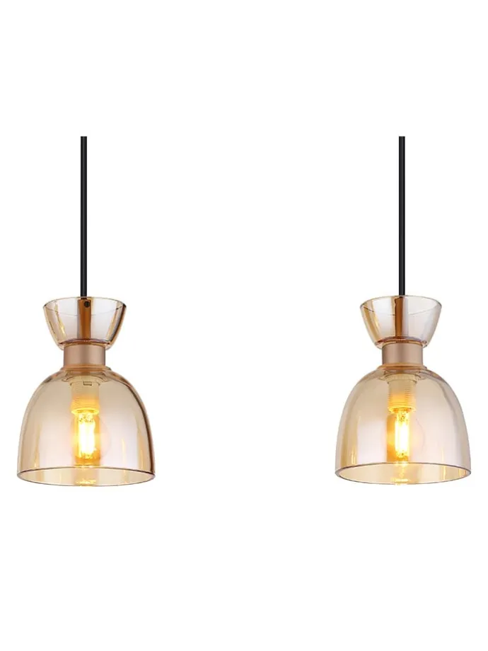 Hängeleuchte "Massey" in Hellbraun - (H)65 x (H)120 x (T)13 cm