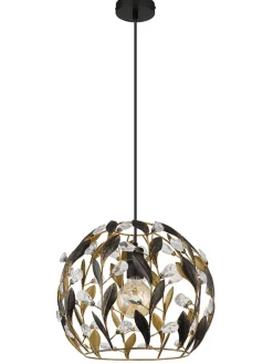 Hängeleuchte "Mika" in Gold/ Schwarz - (H)150 x Ø 40 cm