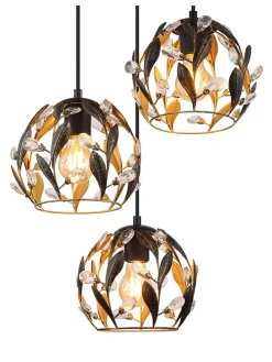 Hängeleuchte "Mika" in Gold/ Schwarz - (H)150 cm