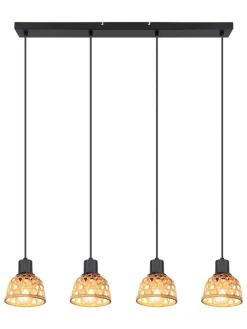 Hängeleuchte "Wenna" in Schwarz/ Hellbraun - (B)72 x (H)120 x (T)13 cm