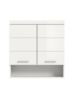 Hängeschrank in weiß/weiß hochglanz - (B) 74 x (H) 79 x (T) 24