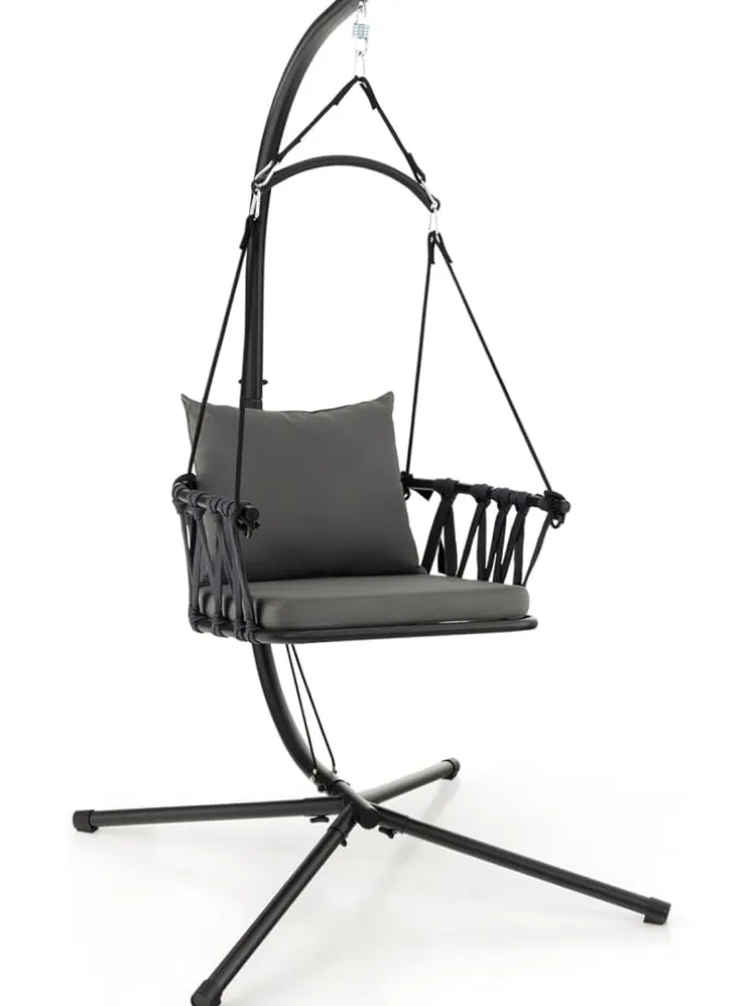 Hängesessel mit Gestell & Aufhängegurt bis 150kg in Grau