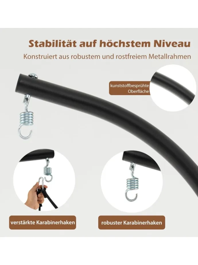 Hängesessel mit Gestell & Aufhängegurt bis 150kg in Grau