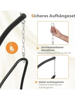 Hängesessel mit Gestell in Beige