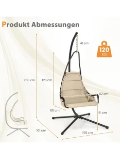 Hängesessel mit Gestell in Beige