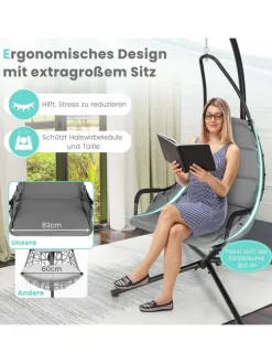 Hängesessel mit Gestell in Grau