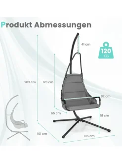 Hängesessel mit Gestell in Grau