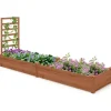 Hochbeet mit Rankgitter in Braun