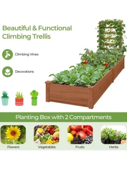 Hochbeet mit Rankgitter in Braun
