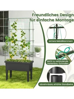 Hochbeet mit Rankgitter 76x37x189cm in Schwarz