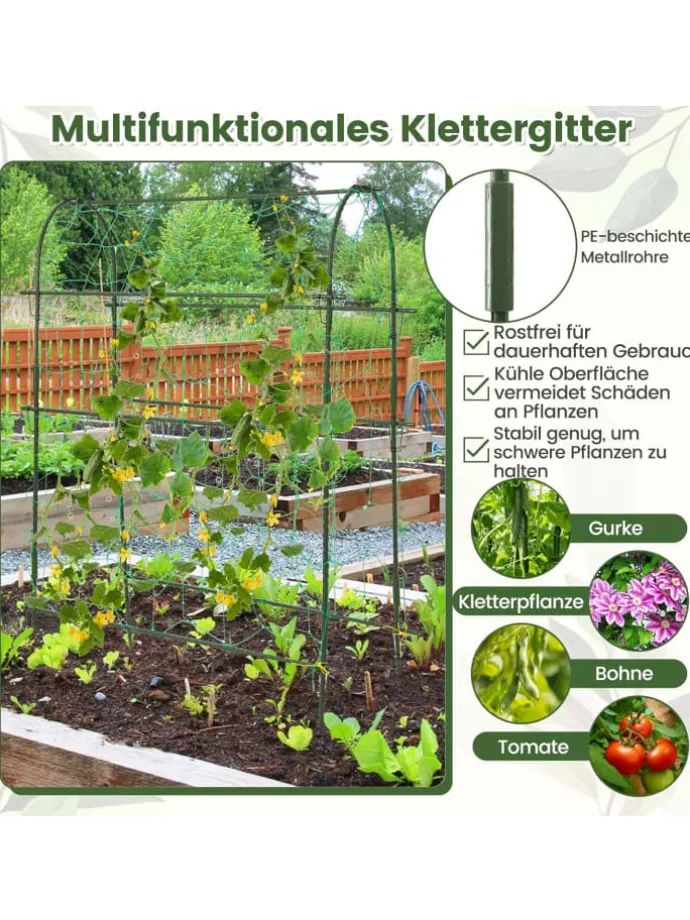 Hochbeet mit Rankgitter 76x37x189cm in Schwarz