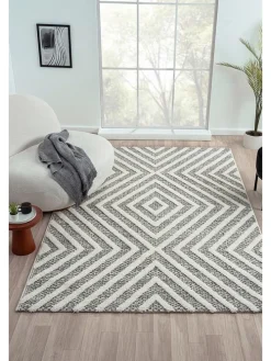 Hochflor-Teppich "Sevilla" in Creme/ Hellgrau