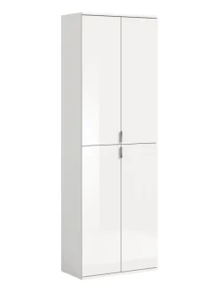 Hochschrank (B/H/T: 61x193x34 cm) in weiß und weiß Hochglanz