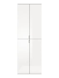 Hochschrank (B/H/T: 61x193x34 cm) in weiß und weiß Hochglanz