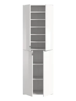 Hochschrank (B/H/T: 61x193x34 cm) in weiß und weiß Hochglanz